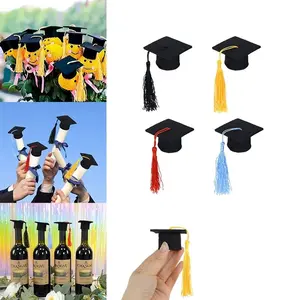 6Pcs Mini Felt Graduation Caps with Tassels (two-Tone Set), Party Supplies, Table Decor, Graduate Souvenirs, 2026 Graduation Celebration