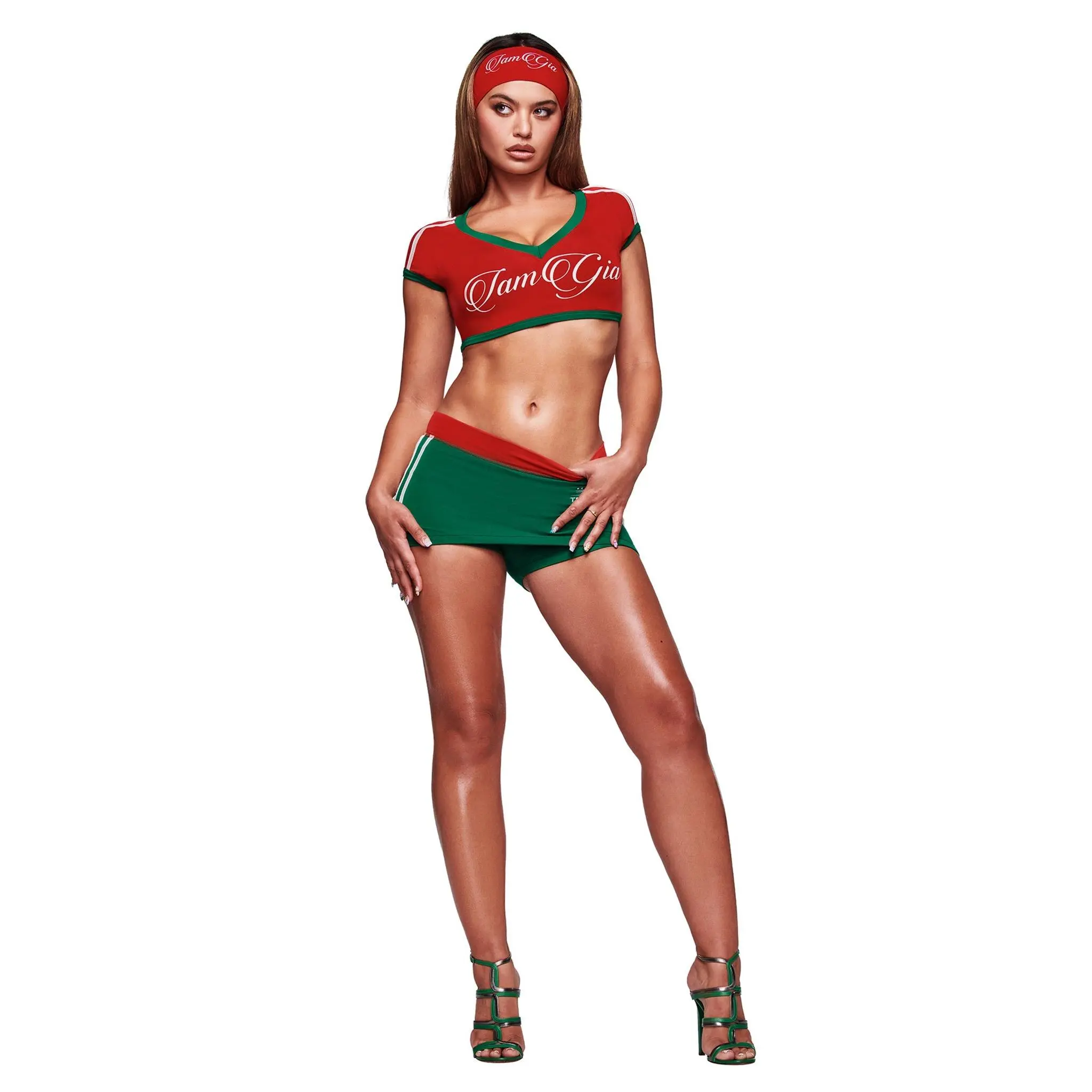 BLARE SPORT CROP TEE AND HEADBAND - CRIMSON