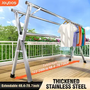 63 And 78.7 Inch Retractable Drying Rack Heavy Duty Stainless Steel Foldable Clothes Rack Indoor Outdoor Collapsible Laundry Drying Stand
