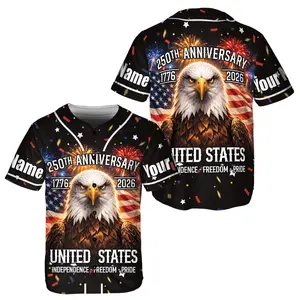 Custom USA 250th Anniversary Baseball Jersey, Eagle America Independence Day, Custom Your Name