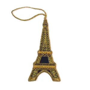 Golden Velveteen Eiffel Tower Ornament