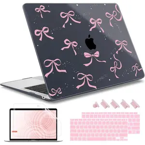 Compatible with MacBook Air 13 inch Case 2021, 2020 2019 2018 Release Model: M1 A2337 A2179 A1932, Plastic Hard Shell Case Cover for Macbook Air 13 inch with Retina Dispaly,  Black Bow