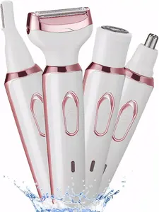 Electric Razors for Women 4-in-1 Facial Hair Removal System with Rose Gold Accents Portable Ladies Shaver for Face Shaver Eyebrow Trim Pubic Bikini Trimmer