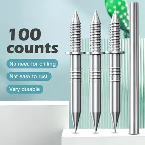 100 Counts Double-Headed Skirting Thread Seamless Nail Non Marking, Seamless Skirting Line Nail for Solid Wood Baseboard, Invisible Security Screws with Nail Specific Sleeve Tool