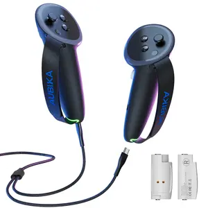 Aubika Rechargeable Controllers Grips for Meta Quest 3S/Quest 3, Oculus Quest 3S/Quest 3 Charging Grips Cover Accessories, with 2 Batteries Replacement, Protector in VR