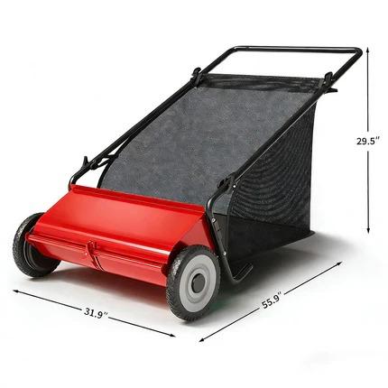 [NEW PRODUCT - FLASH SALE] Garvee 26" Push Lawn Sweeper, 7 Cu. Ft Leaf & Grass Collector, 4 High-Speed Brushes, Adjustable Height, Heavy-Duty Steel Frame Yard Sweeper