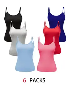 Women's Solid Color Adjustable Strap Cami Top, Casual Soft Comfortable Sleeveless Top for Daily Wear, Ladies Clothes for Summer