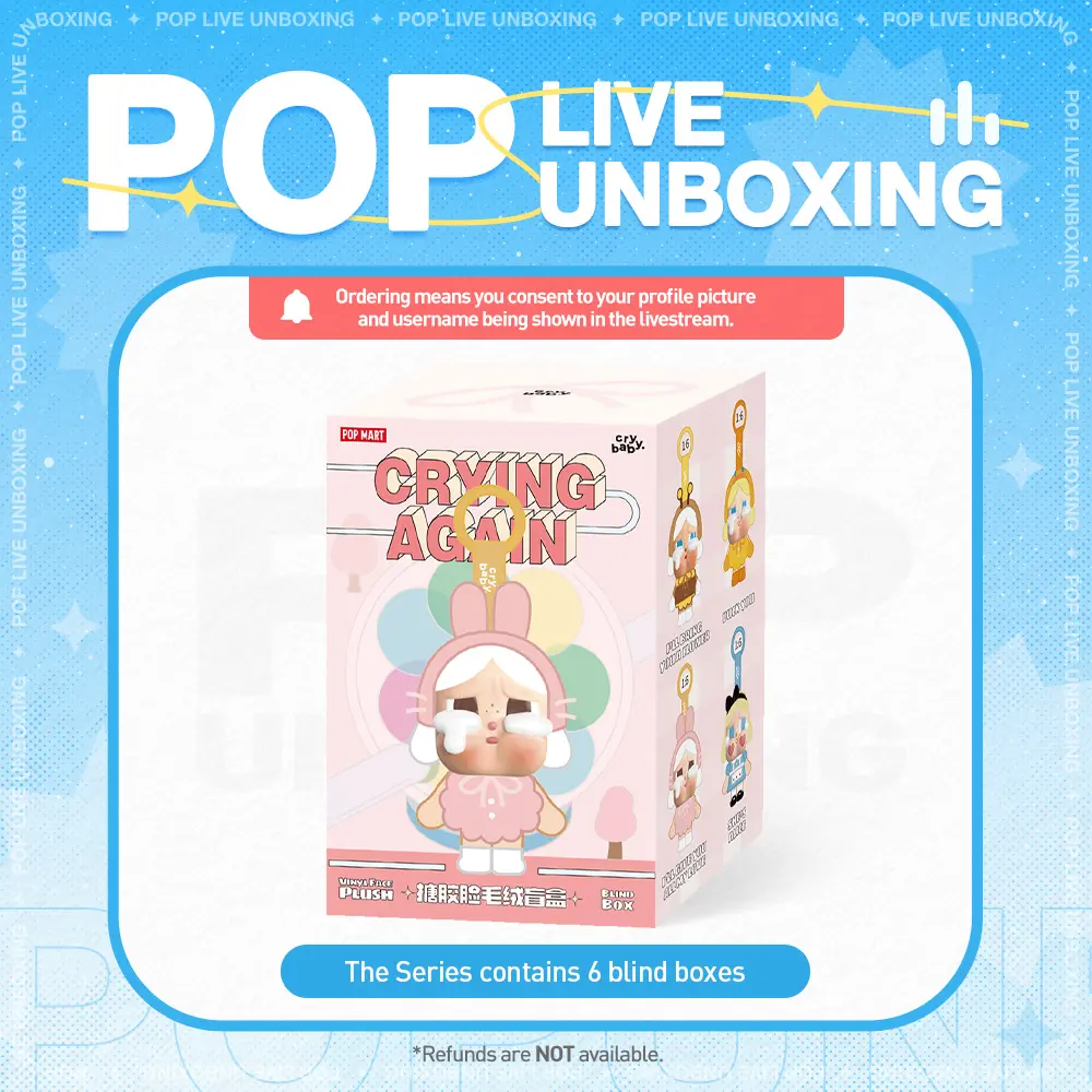 [POP NOW]CRYBABY Crying Again Series-Vinyl Face Plush Blind Box, Mystery Box POP MART