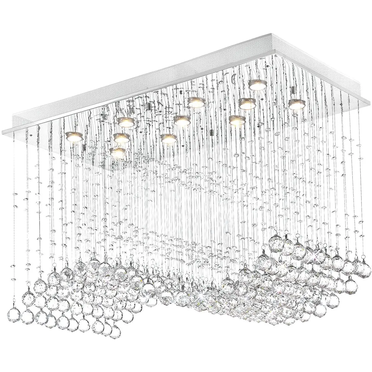 CWI Lighting Twinkle 11 Light 20 inch Chrome Flush Mount Ceiling Light 6611C37C