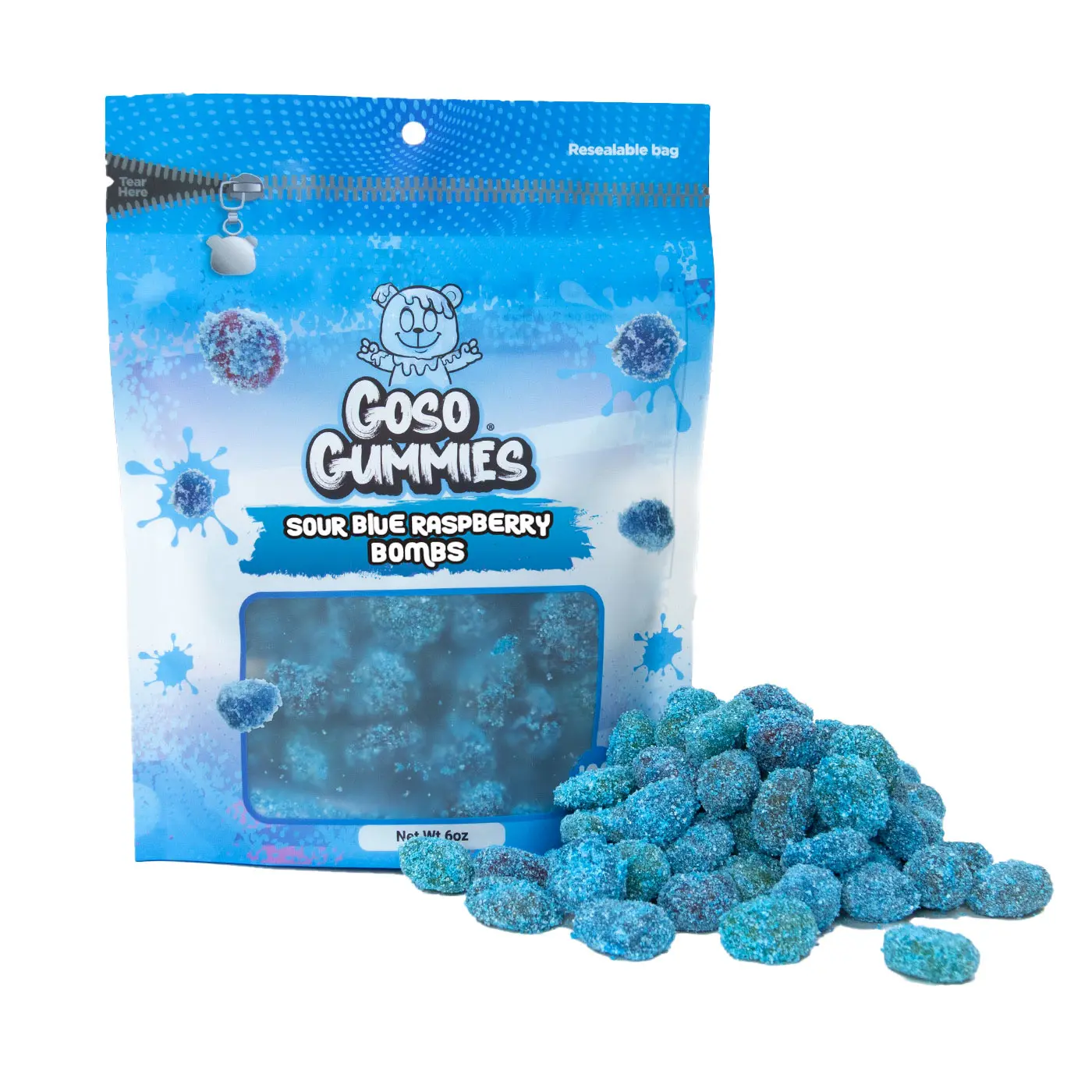 Goso Gummies Sour Blue Raspberry Gusher Bombs 6oz Bag - Sour Chewy Gummies | TikTok Viral Candy - Fruit Snack