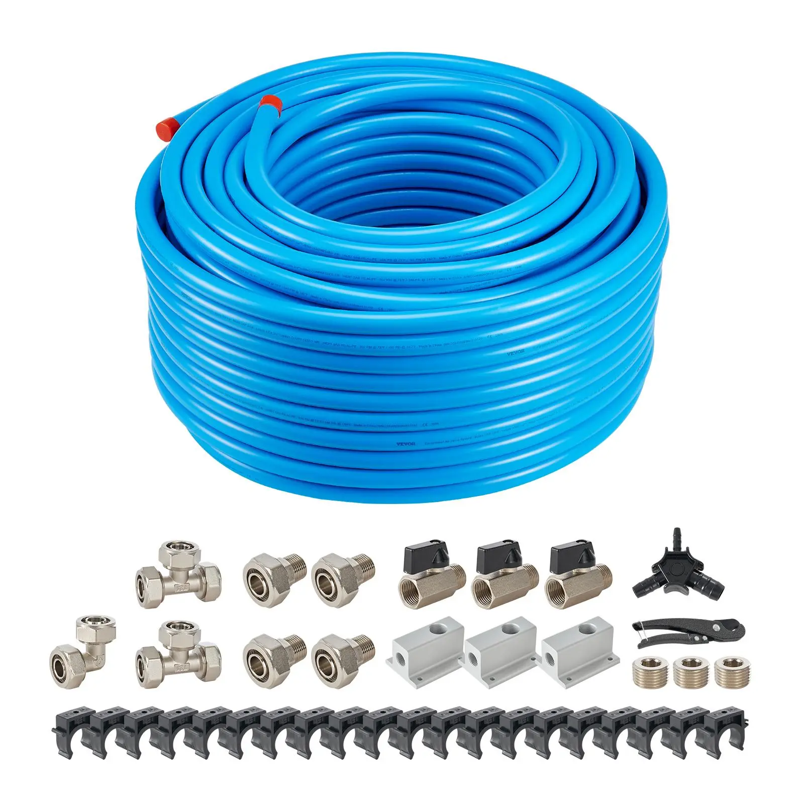 【Summerfinds】VEVOR Air Compressor Line Kit, 300FT x 3/4", HDPE-Aluminum Compressed Air Piping System, Leak-Proof, Pressure-Resistant & Easy-to-Install, Compressed Air Line Tubing Kit for Garages Workshops, Blue