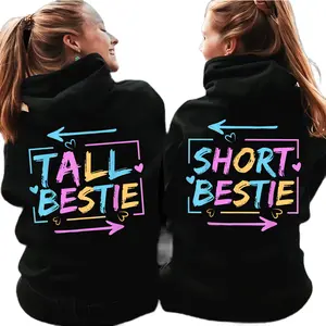 Tall and Short Besties Matching Hoodie, Funny Best Friend BFF Hooded Sweatshirt, Cute Bestie Outfit Gift for Women and Friends, Made in USA