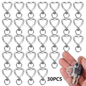 30 Pcs Heart Keychain Set with Spring Snap Hook - Valentine's Day Gift for Her, DIY Key Rings for Keys Backpack Luggage Tag Bulk Charms Accessories