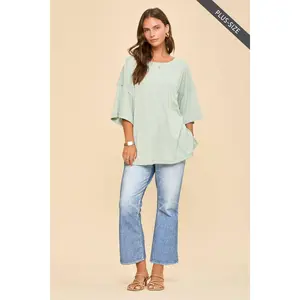 PLUS SIZE Baby Ribbed Boyfriend Knit Top