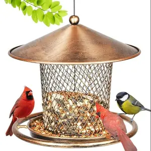 Outdoor Bird Feeder, Bird Feeders for Outdoors, Hanging Bird Feeder, Heavy Metal Wild Finch Feeder with 2-Pound Capacity, Cute Lantern Design, Garden Yard Decoration, Birds Feeder, Bird Supplies