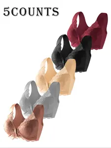 Women's Plain Lace Bra, Bralette, Comfortable Breathable Wireless Underwear, Soft Casual Daily Wear, Suitable for All Seasons