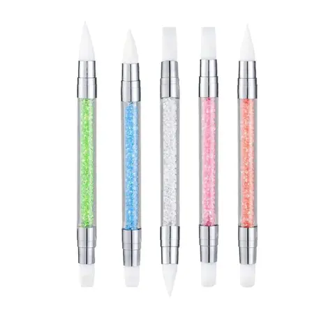 5pcs Nail Sculpture Pen - Dual Tipped Silicone Nail Tools, Acrylic Pen & Brushes for Resin, Design Tools for Foil Carving & Drawing Effects