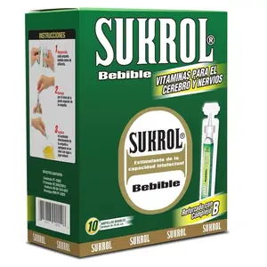 Sukrol bebible 10 ampollas .34oz each. Liquid shots with Vitamin Bs from Guatemala Supplement Supplemental Pack Fitness