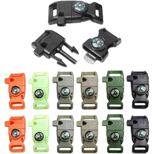 Side Release Plastic Buckles with Whistle Compass for Paracord Bracelet