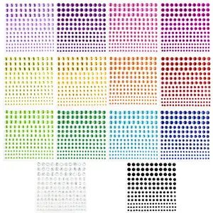 2310 PCS Self Adhesive Rhinestone Gem Stickers for Face Nail Body Makeup Festival 4 Sizes 14 Sheets Bling Jewels Stickers Earrings for DIY Kids Craft Card Decorations Acrylic Gift Glitter