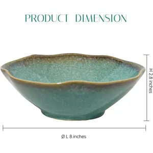 Decorative Bowl 7.6'' Ceramic, Ruffle Catch All Key Bowls for Entryway Table, Coffee Table Bowl Decor, Handcrafted Large Decorative Bowl, Pottery Purse Potpourri Bowl