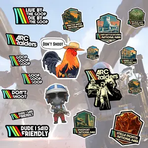 Arc Raiders Sticker Goopas Gonna Goop Meme Vinyl Decal Meme Chicken Gaming Laptop Gift Glossy Kis-cut Vinyl Decal for Gaming Fans