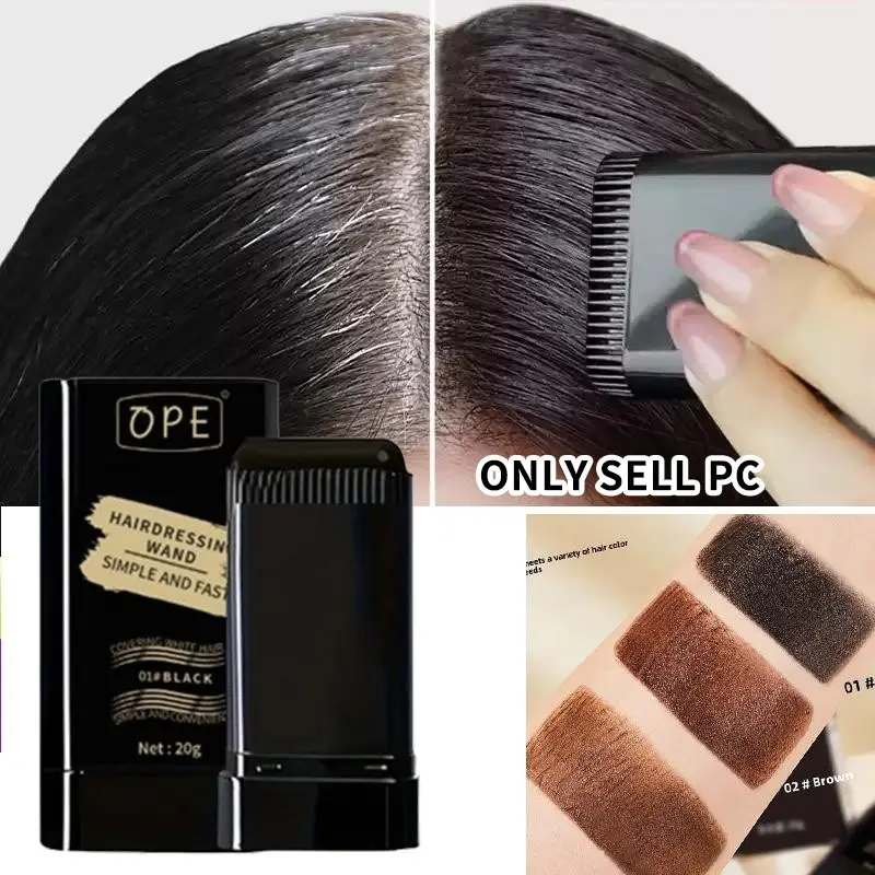 Portable Hair Dye Stick with Brush, 3 Colors, Long-Lasting Natural Effect, Covers White & Grey Hair, Root Touch-Up Styling Tool, Hair Touch Up For Roots