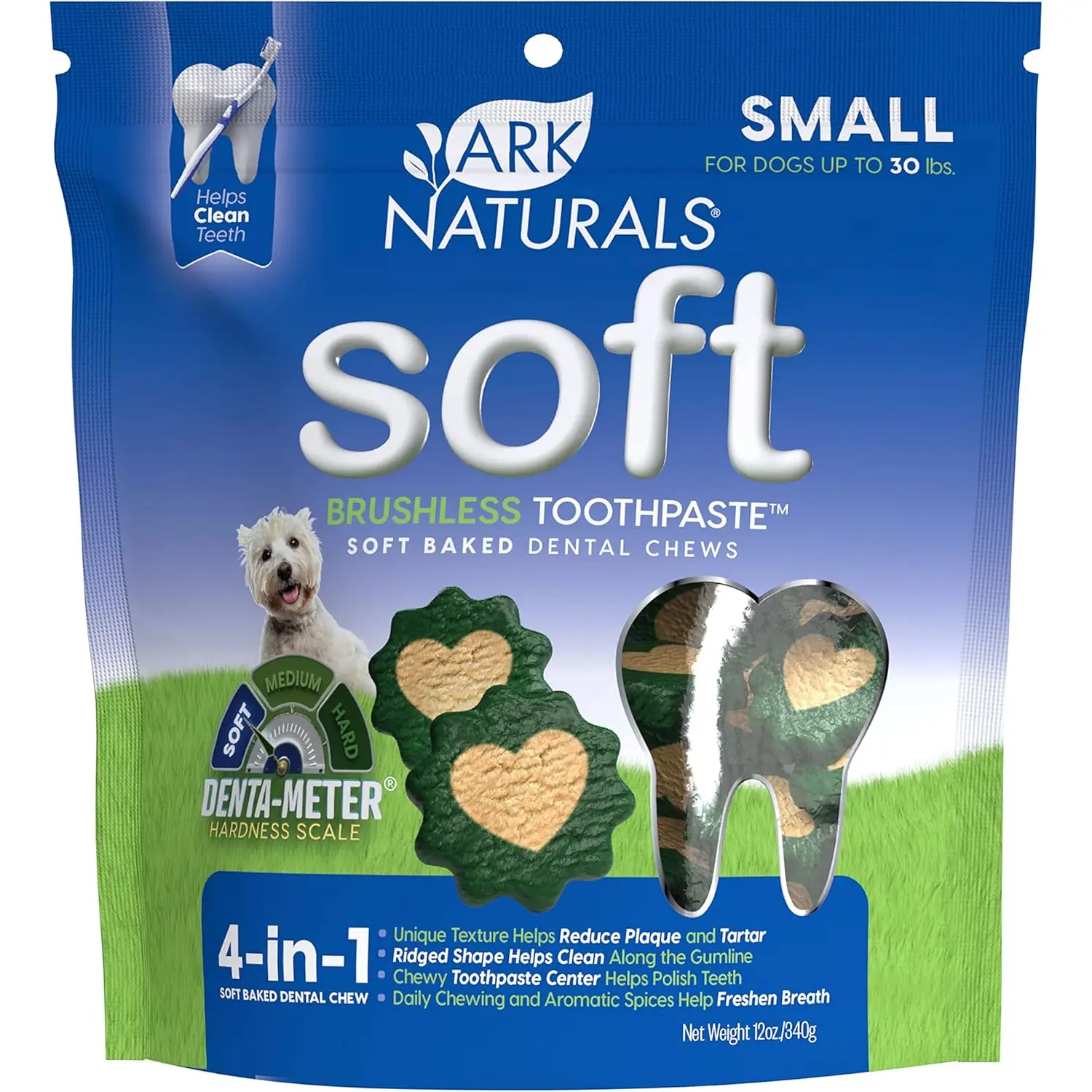 Ark Naturals Soft Brushless Toothpaste, Dog Dental Chews for Small Breeds, Freshens Breath, Unique Texture Helps Reduce Plaque & Tartar, 12oz, 1 Pack