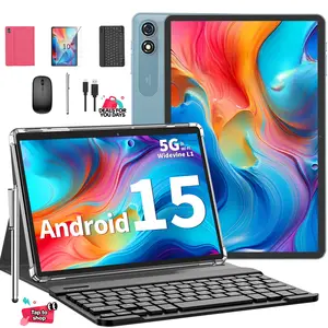 【DealsForYouDays&FathersDayGift】2026 Relndoo Android 15 Tablet 10.1 inch, Face Unlock, Set with Keyboard, Mouse, Case, Stylus, Supporting Multitasking, Back-to-school Gifts&Father's Day Gift Bundle