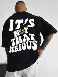 Men's Cartoon Letter Graphic Print Round Neck Knitted Sleep Tee, Regular Fit Casual Short Sleeve Pajama T-shirt, Men's Summer Sleepwear, National Day Offers