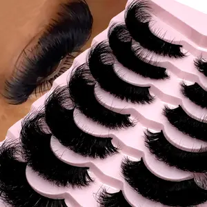 New 8-25 mm lashes 10 Pairs 3D Mink Natural Messy Faux Mink False Lashes With Luxurious Volume For Dramatic Look Reusable And Easy Application High Quality Eyelashes Magnetic Eyelashes Kit Cosmetic