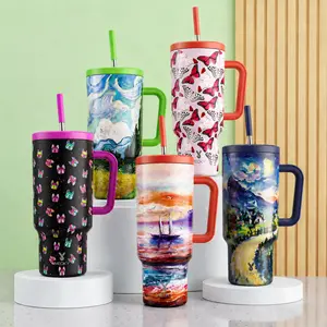 Meoky New 40oz Tumbler with Handle, Vacuum Insulated Stainless Steel, Leak-Proof Travel Mug with Straw, Non-Slip Base, Car Friendly, BPA-Free,Father's Day Gifts,Graduation Gift,Deals For You