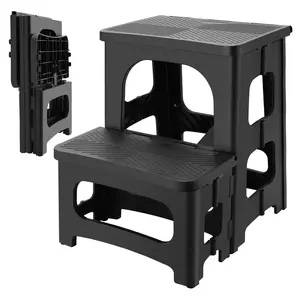 Folding 2-Step Stool for Adults, Non-Slip Collapsible Footstool for Kids Toddlers, Portable Bedside Step Stool, Hold up to 300 lbs, Lightweight & Foldable Step Ladder for Kitchen Pool Office Home RV