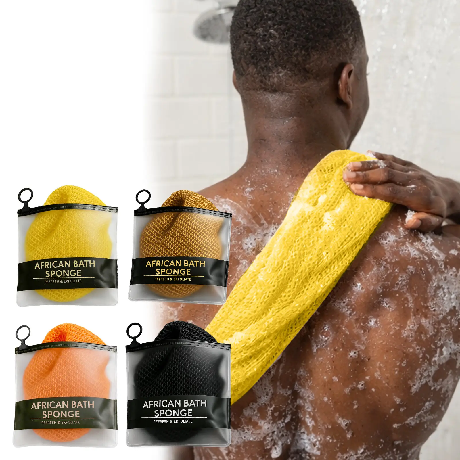 African Exfoliating Net Sponge – Friendly Bath Loofah Rope, 40-Inch Long Gentle Body Scrubber for All Skin Types, Fine Knits, Ideal Gift