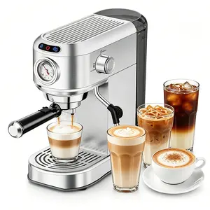 [Exclusive Livestream Offer]  20 Bar Espresso Machine, 1450W Semi-Automatic Coffee Maker with Milk Frother Steam Wand, 34oz Removable Water Tank for Latte Cappuccino, Silver