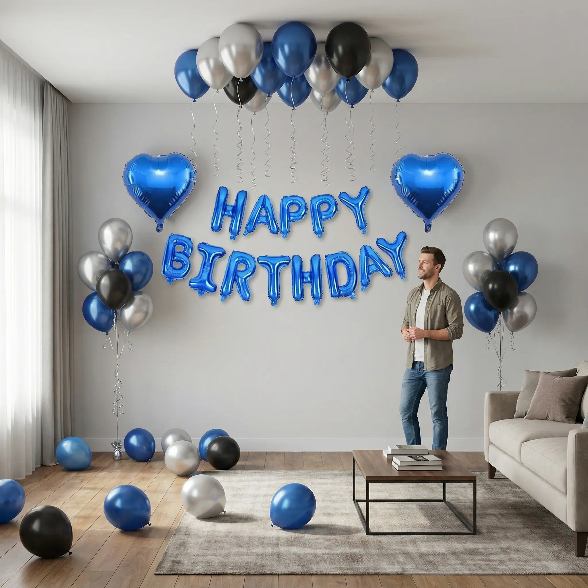 Happy Birthday Letter Balloon Set53pcs/set Metallic Latex Balloon,Balloon Set for Birthday PartyDecoration