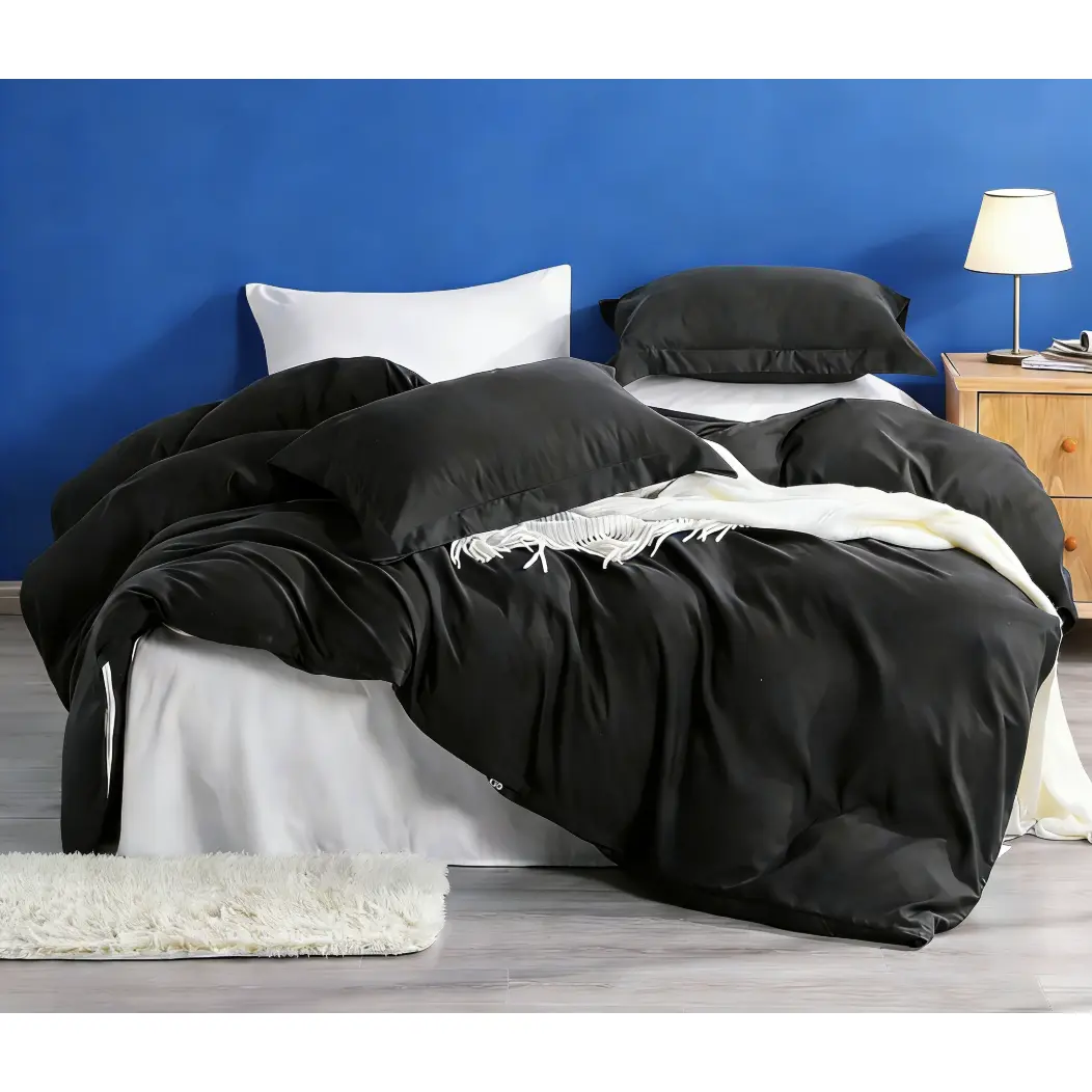 HTA 3-Piece Brushed Microfiber Duvet Cover Bedding Set with 2 Pillowcases - Ultra Soft, Cozy, Breathable, Cooling, Durable, Wrinkle-Resistant - Machine Washable, Budget-Friendly, Zipper Closure, 4 Corner Ties - For Modern & Traditional Spaces, Four Corner