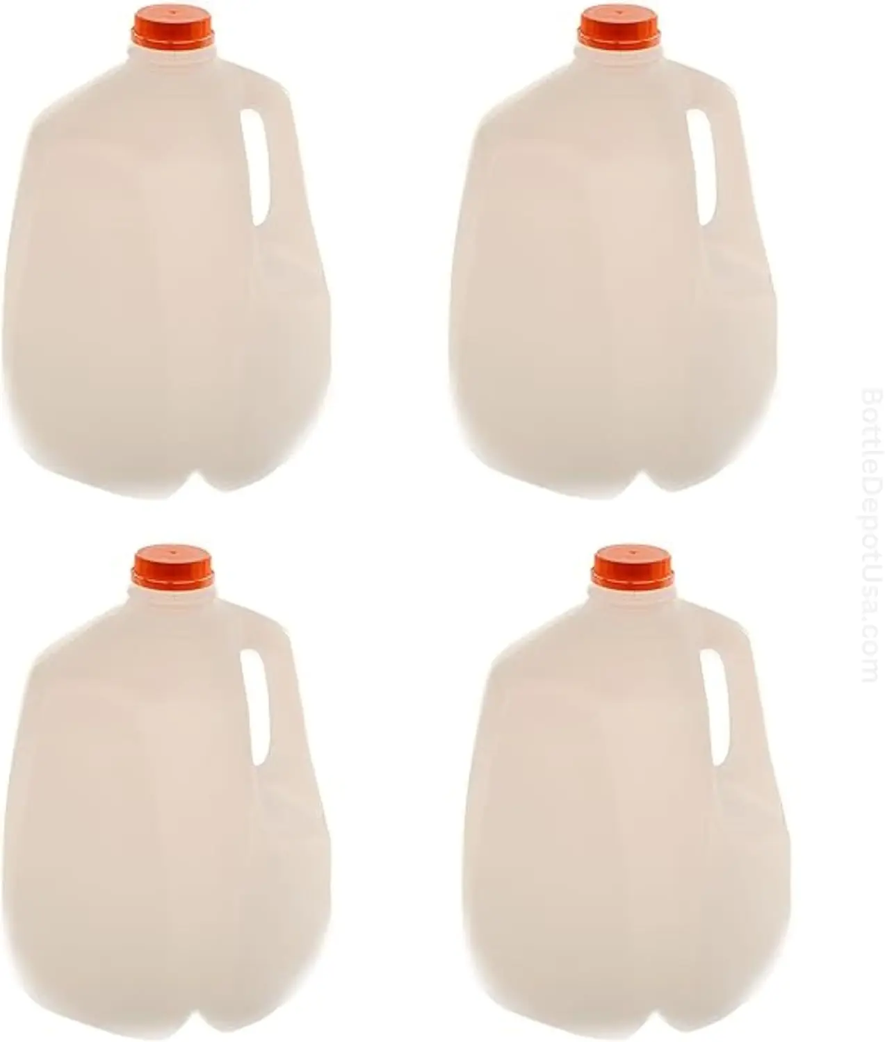 (8 PACK) 128 Oz Empty Plastic Gallon Juice Bottles with Tamper Evident ORANGE Caps - Smoothie Bottles - Ideal for Juices, Milk, Smoothies, Picnic's and Even Meal Prep - Made in USA
