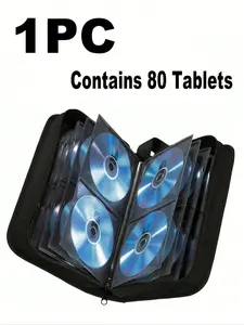One 80-disc portable disc storage and Protection bag, CD/DVD organizer, media carrying case, Blu-ray disc storage bag, portable zipper disc case/storage box, suitable for car, home and travel, Accessories