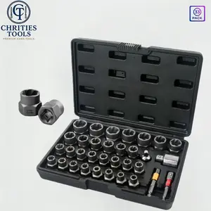 33-Piece Bolt Remover and Nut Extraction Tool Kit with Storage Box, Heavy-Duty Universal Tools for Rusty and Damaged Bolts, Ideal for Car Repair and DIY Projects