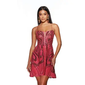 Alyce Paris Plunging Sequin HoCo Dress 3778