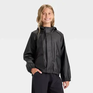 Girls' Hooded Rain Coat - All In Motion Black XL
