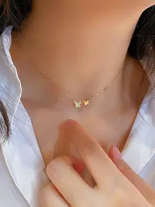 S925 Sterling Silver Women's Elegant Butterfly Charm Necklace, Twisted Butterfly Necklace, Fashion Pendant Necklace, Dainty Necklace for Party, Daily Decor, Trendy All-match & Exquisite Jewelry for Birthday Gift