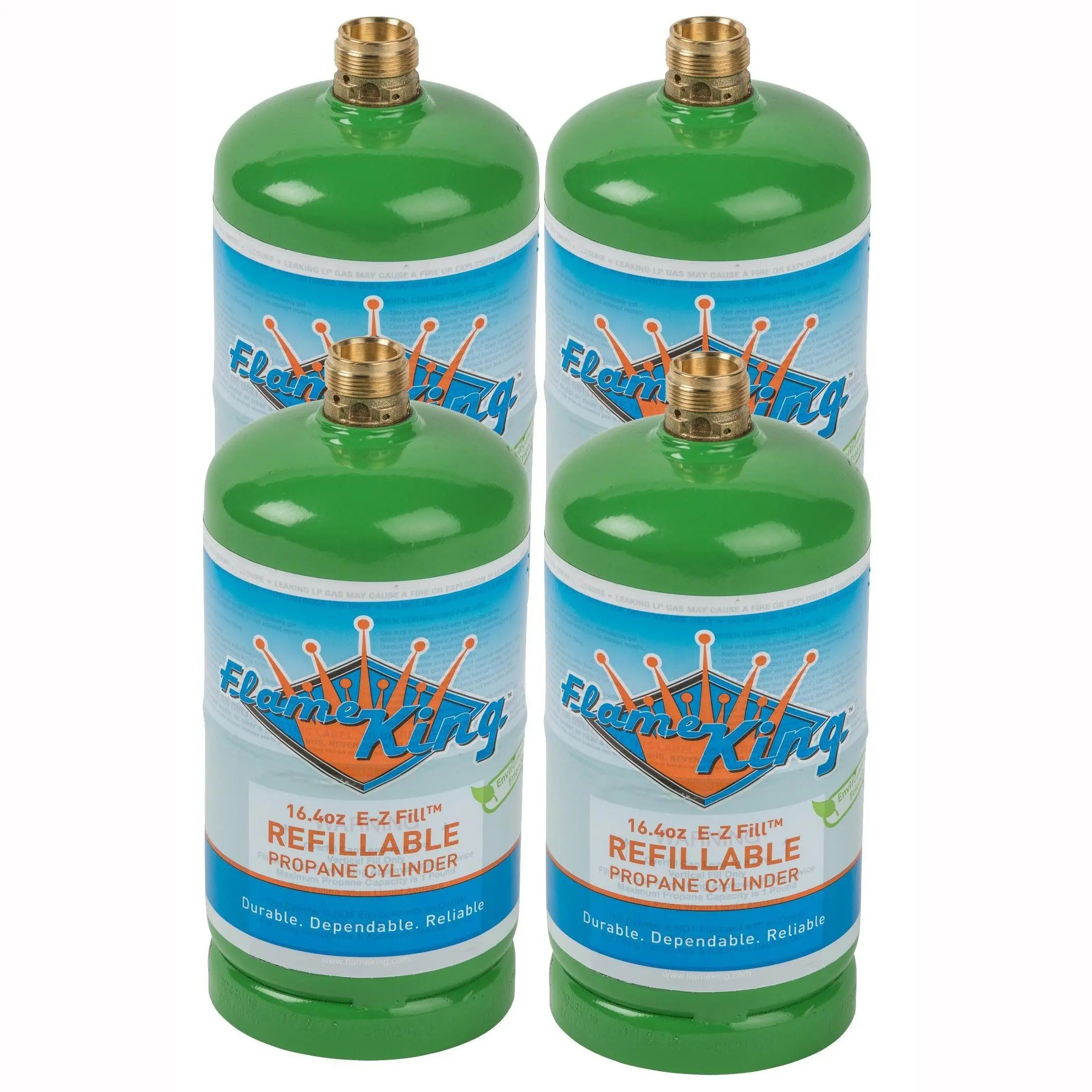 Flame King (4-pack) 1LB EMPTY Propane Cylinder Tank, Refillable, Reusable, Safe and Legal Refill Option, DOT Compliant, 16.4 oz for Camping, Backpacking, and Hiking