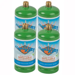 Flame King (4-pack) 1LB EMPTY Propane Cylinder Tank, Refillable, Reusable, Safe and Legal Refill Option, DOT Compliant, 16.4 oz for Camping, Backpacking, and Hiking