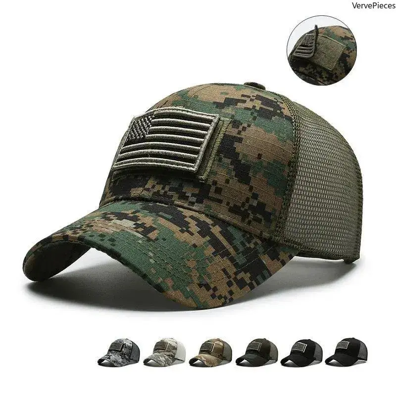 Tactical Camo Baseball Cap - Mesh, Adjustable Military-Inspired Mobile Outdoor Hat with Velcro Patch for Hiking, Military-Inspired Hats, Mobile Outdoor Hats