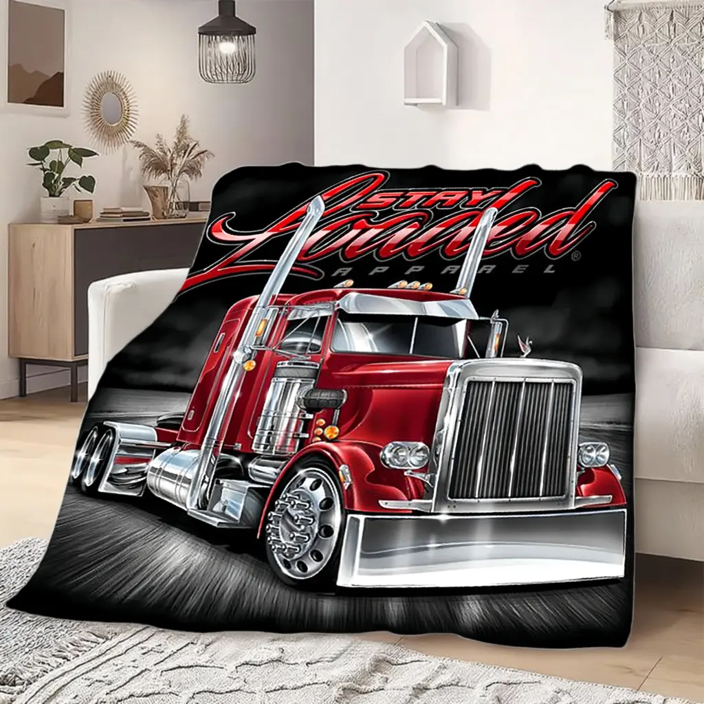 Peterbilt Truck Fleece Blanket – Soft, Cozy, and Creatively Designed, the Perfect Christmas or Halloween Gift and Your Ultimate Comfort Companion