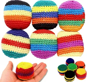 1/6PCS Knitted Footbags Set, Kick Sack Knitted Footbags, Crochet Kick Bags for Adults & Ks, 2026 Upgraded Colorful Juggling Footbag for Outdoor Party Game, Handwoven Toss Pack