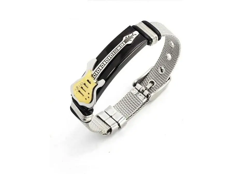 Guitar Music Bracelet Mesh Band Strap,Bangle Punk Jewelry for Men