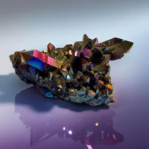 Titanium Quartz Crystal Cluster Vibrant Aura Stone for Spiritual Decor